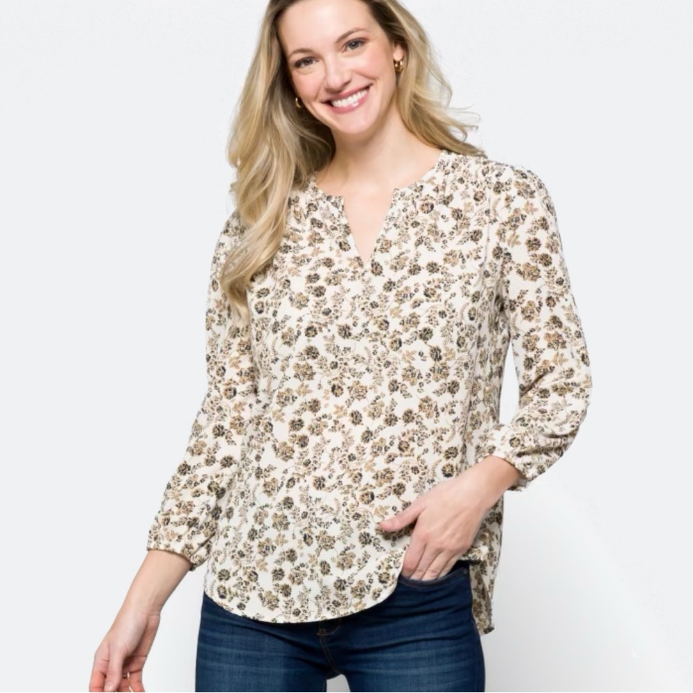 Monday Fun Split Neck Blouse NWOT